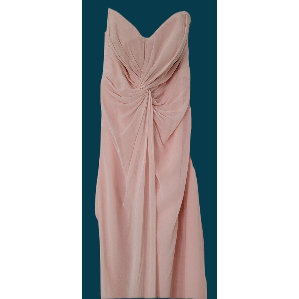 Bill Levkoff Strapless Petal Pink Chiffon Bridesmaid/ Prom Dress | 8